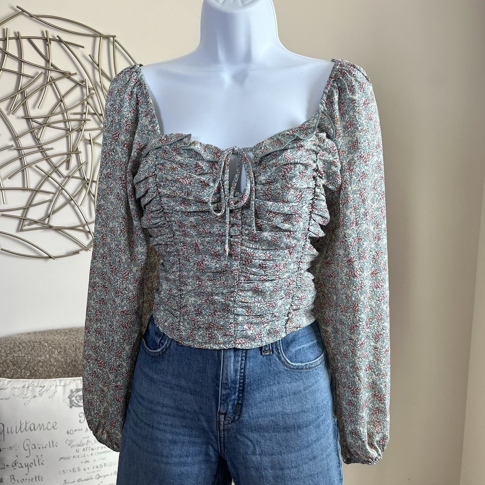 Womens Floral‎ Top Long Sleeve Cottage Fairy Balletcore Romantic Soft Coquette